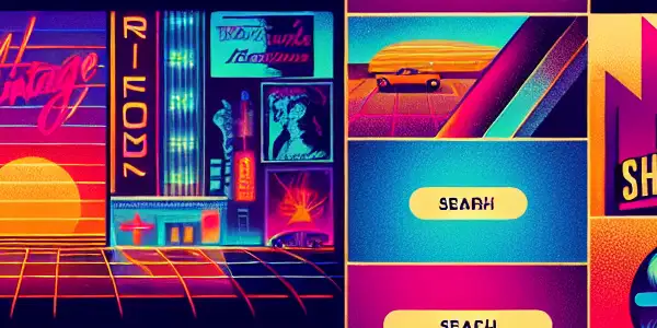 A vintage-inspired online adult entertainment website interface featuring colorful retro design and nostalgic elements.