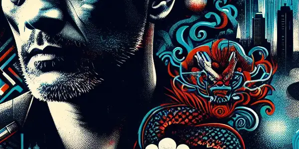 A dramatic movie poster featuring Simon Yam as a hard-boiled hero in a gritty Hong Kong urban setting.